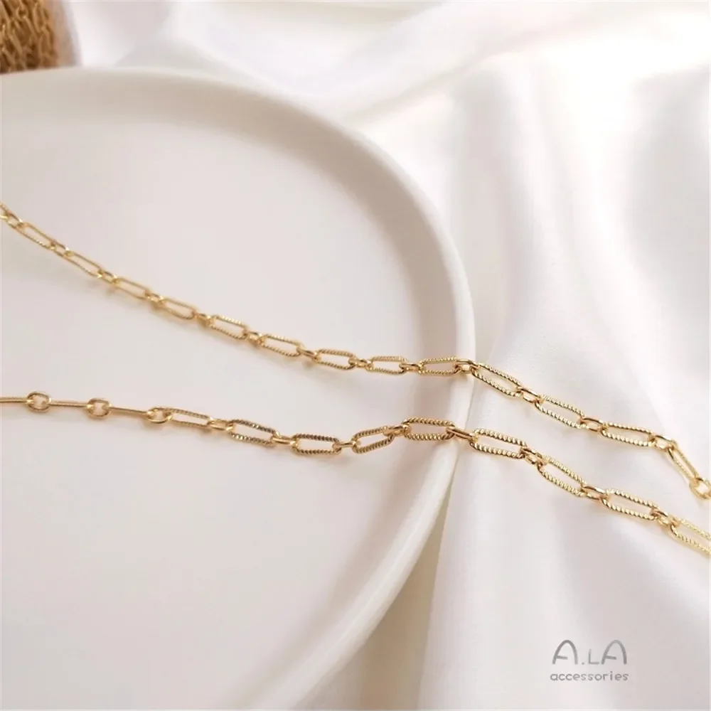 

14K Gold Plated Batch flower oval long O chain belt link ring chain DIY earring bracelet necklace loose chain