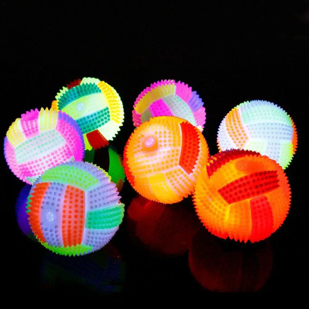 Juguetes interactivos con luz LED para perros y gatos, pelota de goma con púas, para masticar, 3 unidades