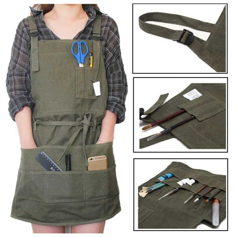 

Canvas Sleeveless Apron Painting Aprons Art Smock Barista Hairdresser Restaurant Bar Working Clothes for Florist Smock