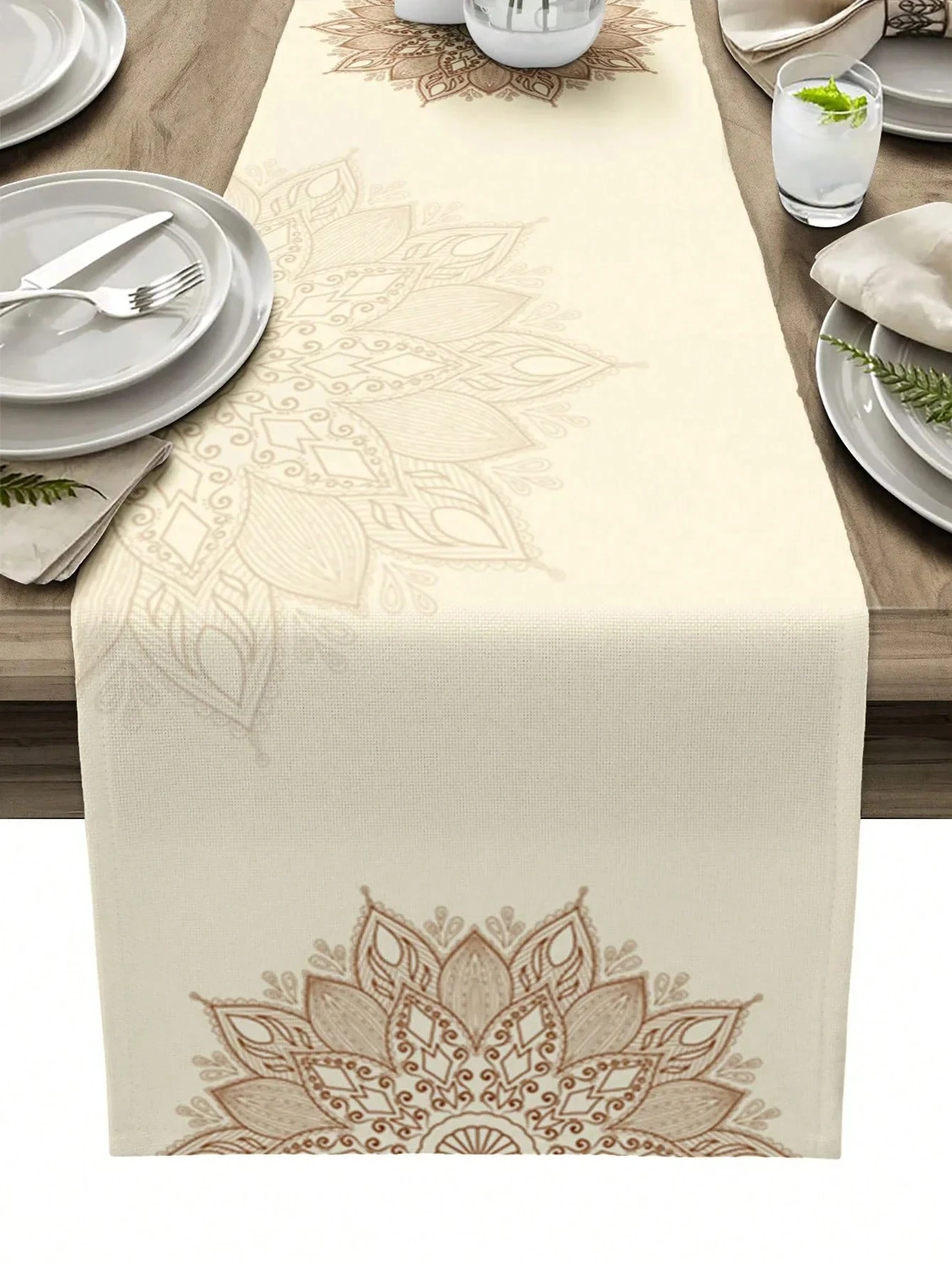1 Mandala Table Runner Boho Style Floral Pattern Table Decor For Dining Table Kitchen Bohemian Decoration Elegant Design Durable