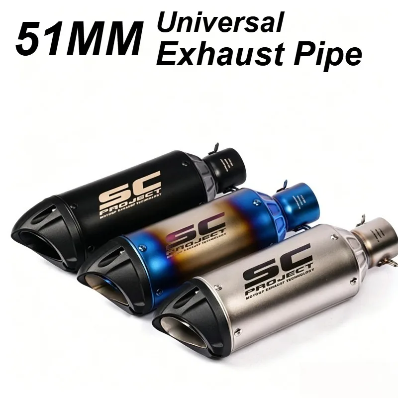 Uniwersalna prosta rura wydechowa 51MM SC tłumik stalowe akcesoria do motocykli Yamaha Honda Suzuki Z900 CBR600 MT07 Z400 Z650