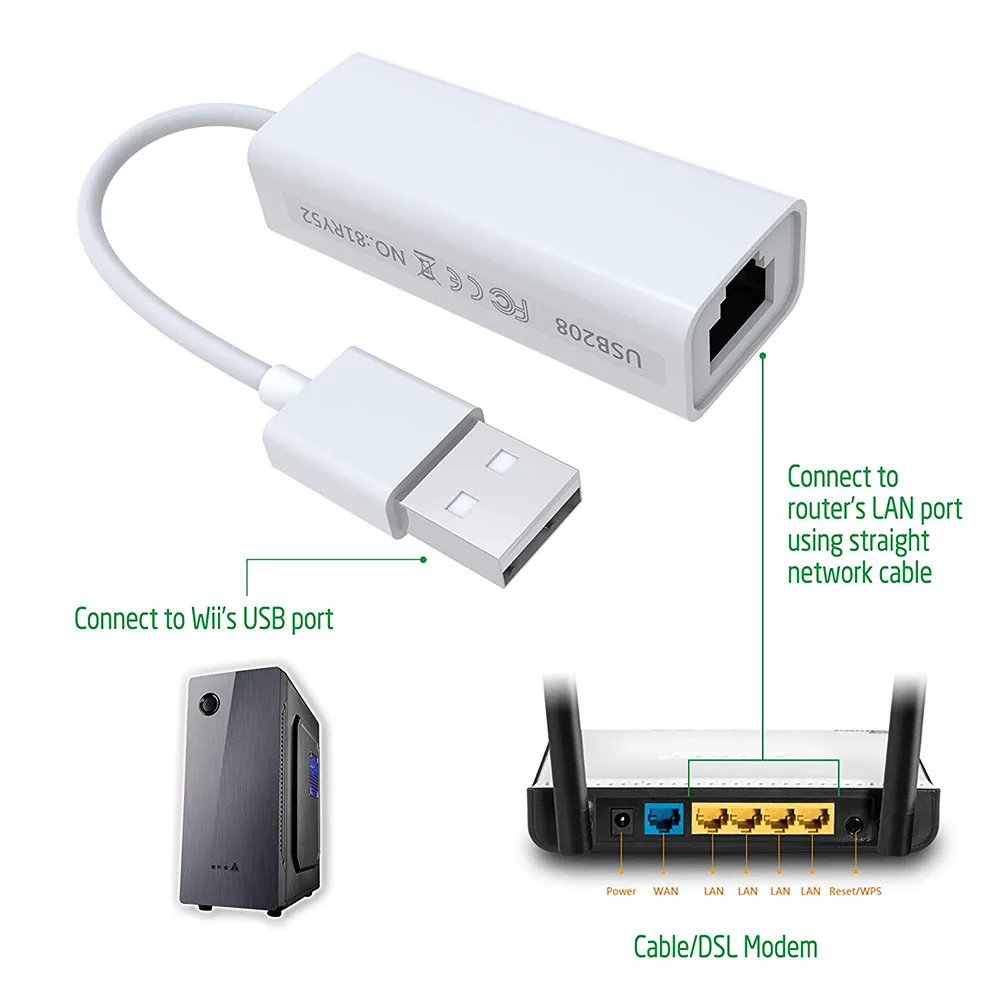 USB 2.0 Gigabit Ethernet Converter RJ45 10/100 Mbps LAN Network Adapter For Multi-System Windows Mac Chromebook Linux Su