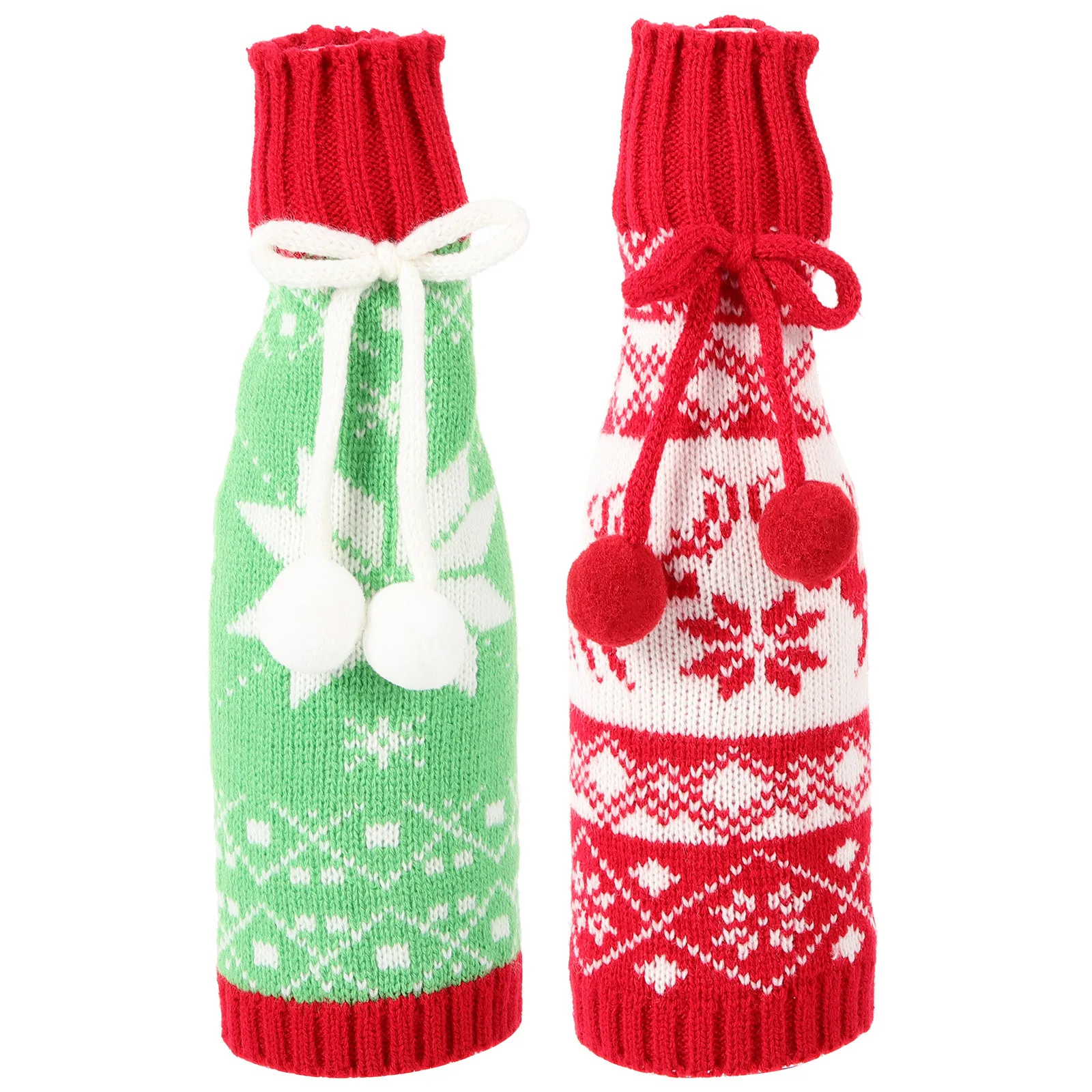 

2Pcs Creative Wine Bottle Cover Festive Xmas Party Decoration Cloth Material Bottle Cover Decorative Wine Decor