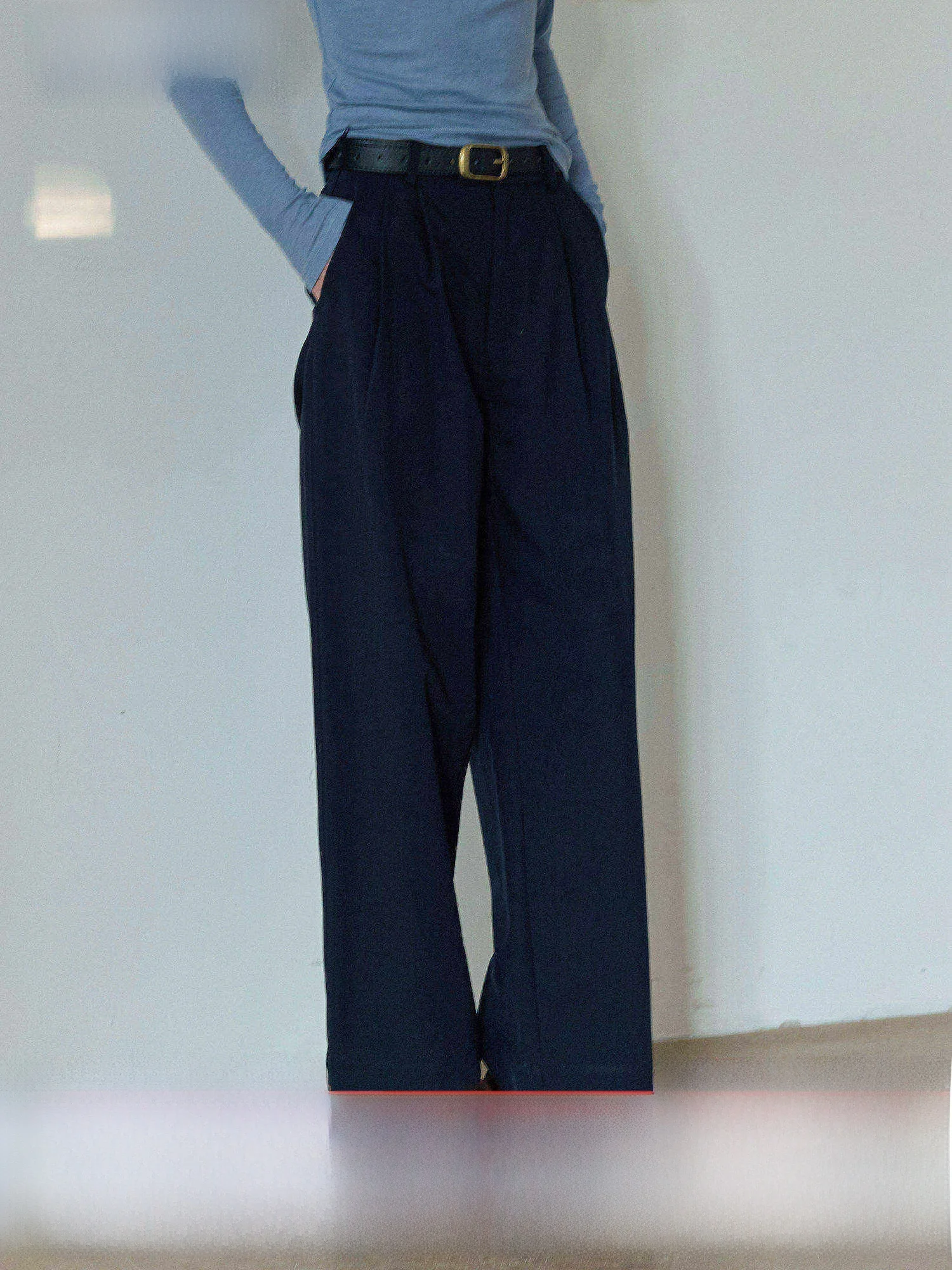 

Retro High Waist Straight Leg Pants Women's Loose Wide Leg Slimming Casual Trousers Spring New Style Cotton Blend Fabric