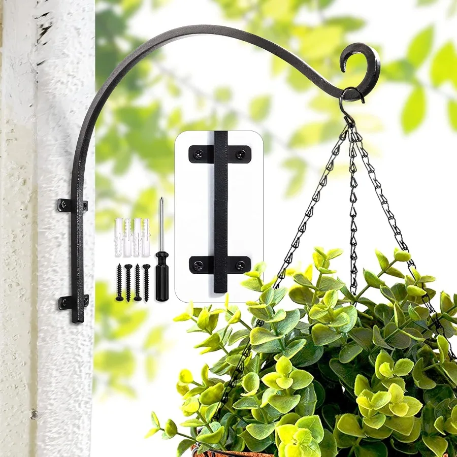 

Сверхмощный подвесной кронштейн для растений: Открытый ручной подвесной кронштейн для растений, крючок, 16-дюймовый черный кронштейн для кормушки для птиц