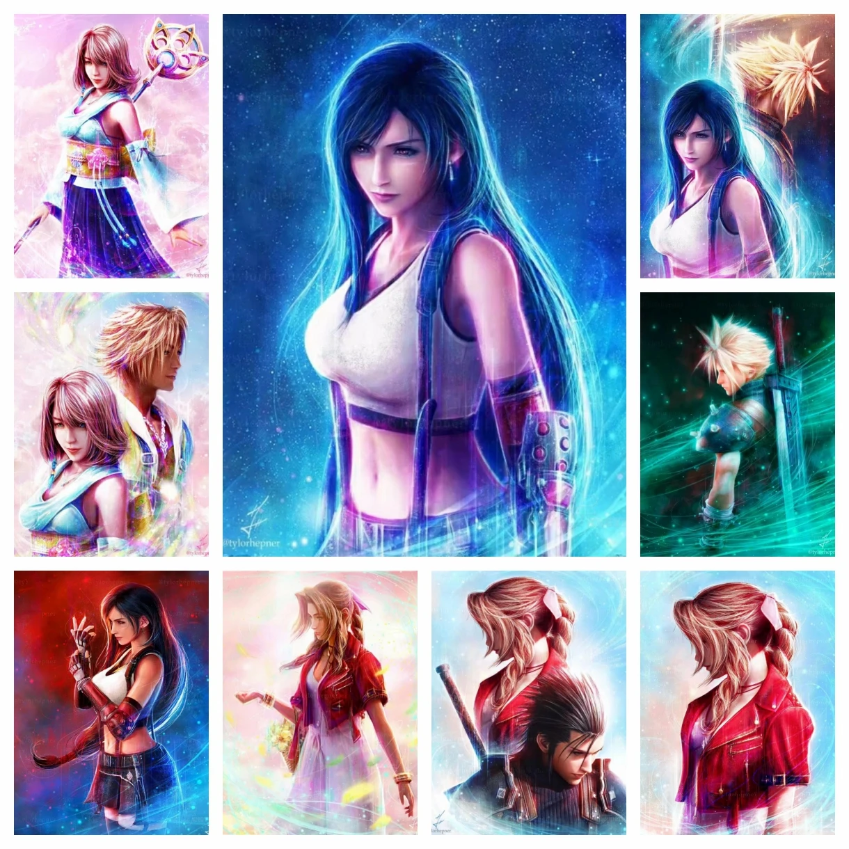 Final Fantasy XIV Cloud And Tifa 5d Diy Diamond Painting Zack Aerith Yuna Tidus Auron Barret Art Cross Stitch Mosaic Decor