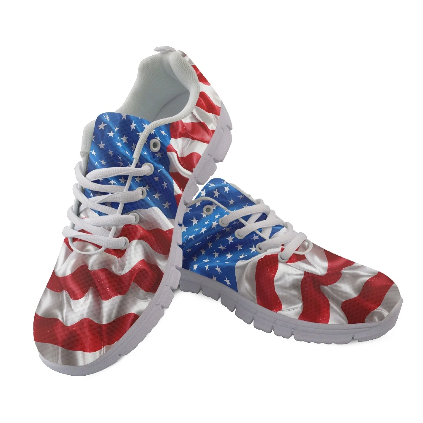 Coloranimal American Flag 2026 Collection Breathable Walking Sneakers for Women Mesh & EVA Sole Trainers Footwear Tennis Shoes
