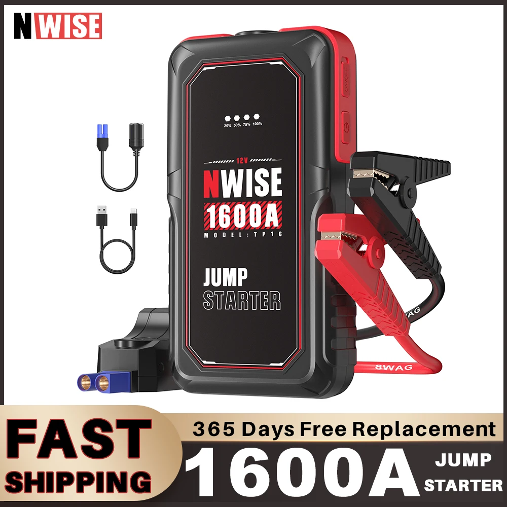 

NWISE Car Battery Jump Starter Emergency Starting Device Battery Booster For 12V Car Starting Booster Power Battery Charger