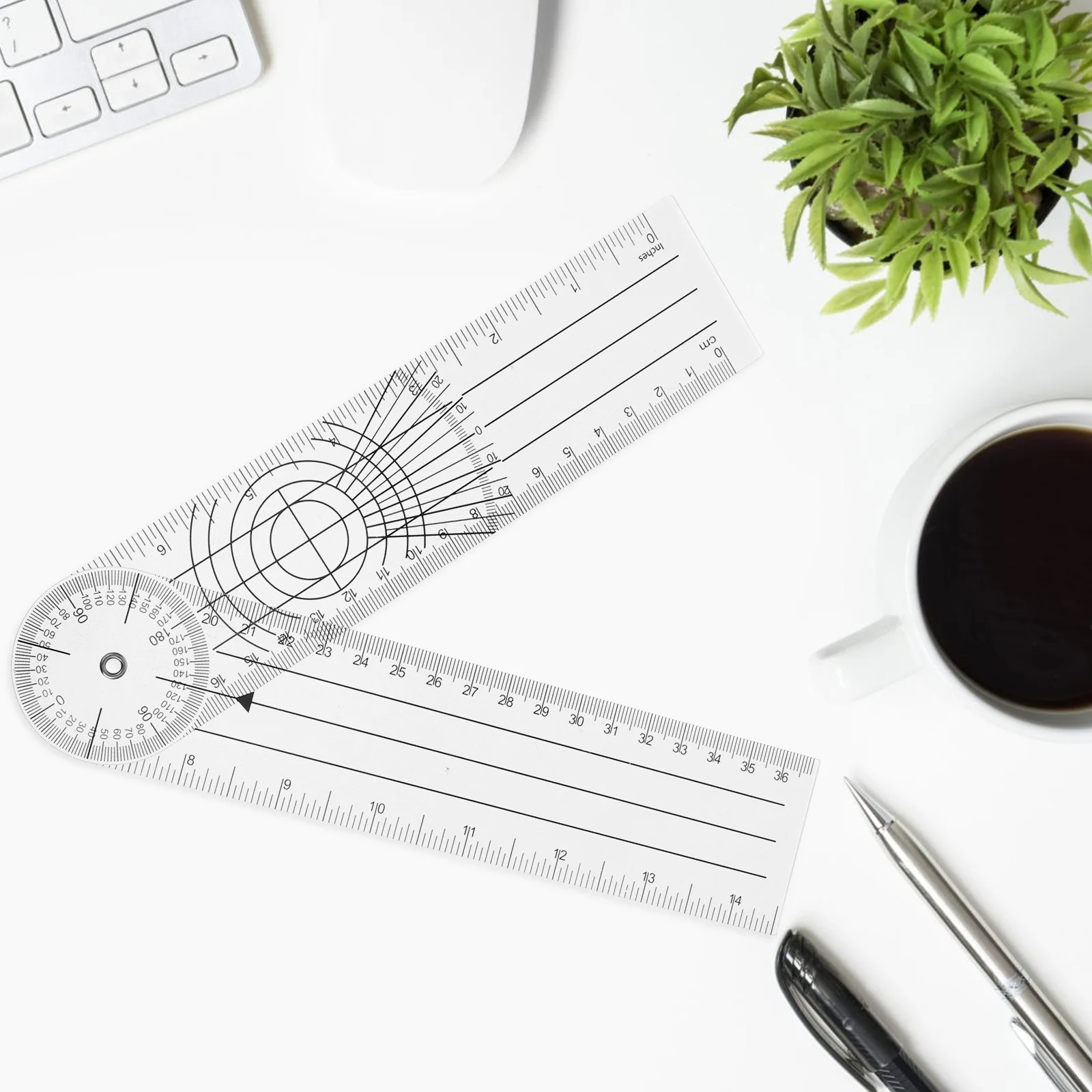 Picture 6: 4Pcs Protractor Angle Finder Tool Clear Plastic Goniometer for Accurate Angle Measurement Foldable Design Ideal for Medical