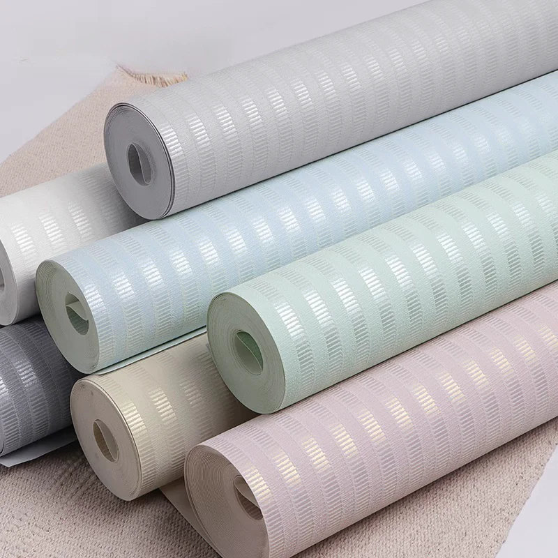 Custom Non-adhesive Wallpaper with Nordic 3D Stripe Pattern,Pearlescent Finish,Non-Woven Wall Covering for Living Room,Bedroom