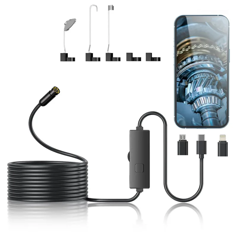 Mobile Phone with Lamp Industrial Endoscope Semi-rigid High Definition Camera Waterproof Pipe Endoscope Cross-border