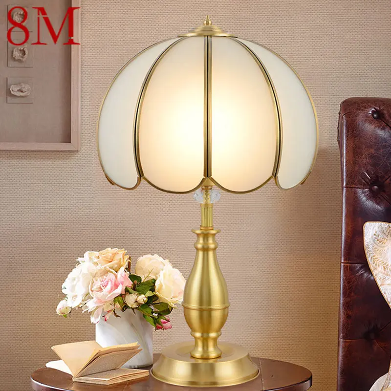 

8M Contemporary Copper Table Lamp Golden LED Brass Desk Light Creative Decor For Home Bedroom