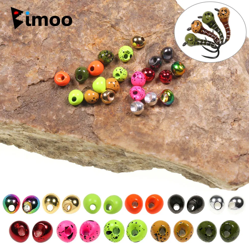 Bimoo 20pcs 2.3-3.8mm Offset Tungsten Beads Fly Tying Material Fast Sink Drop Shape Jig Off Beads For Wet Jig Nymph Scuds Shrimp