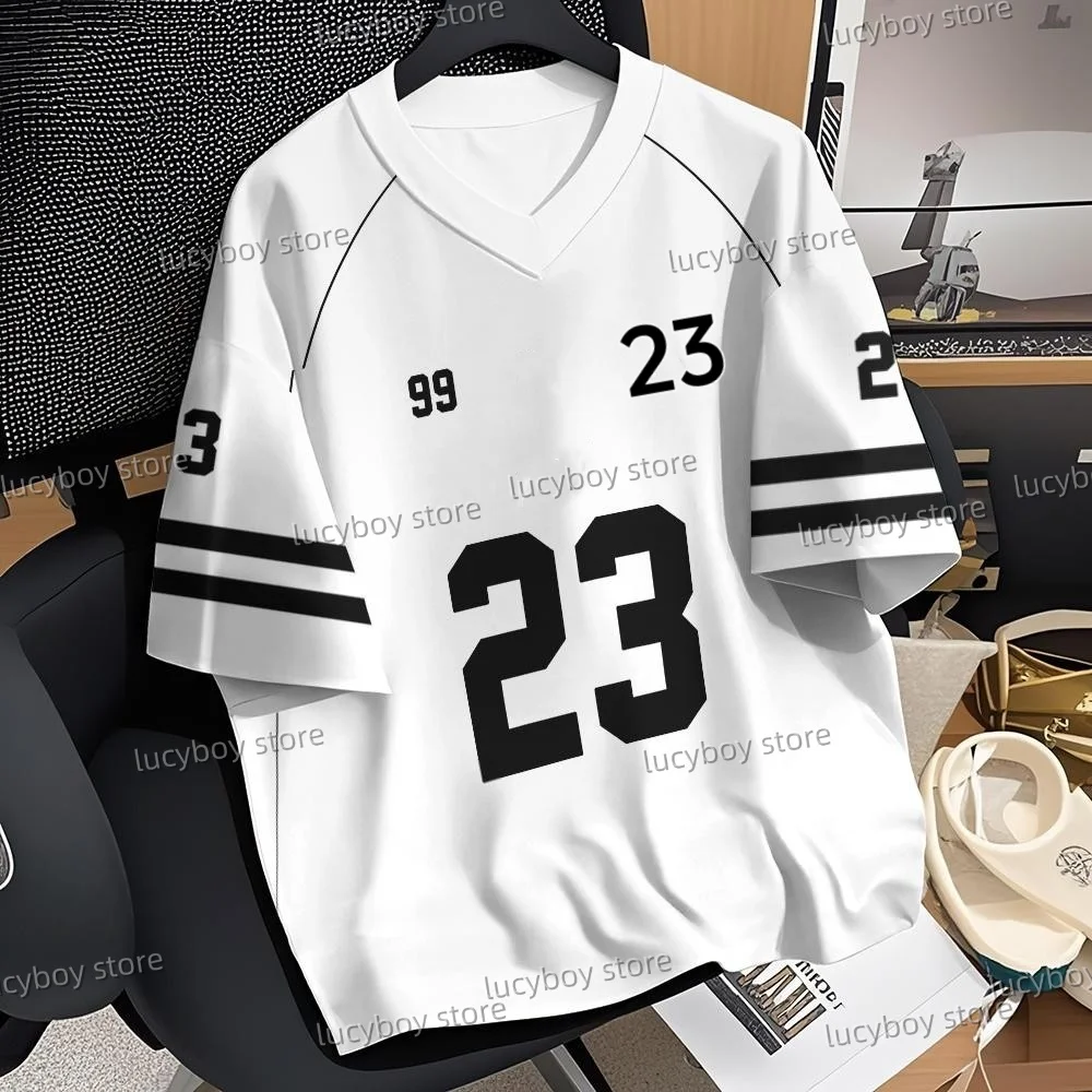 

2025 Mens Number 23 Stripe Print T-Shirt Man Short Sleeve Jogging Jersey T-Shirt Vintage Oversize Striped Tees Men Clothes
