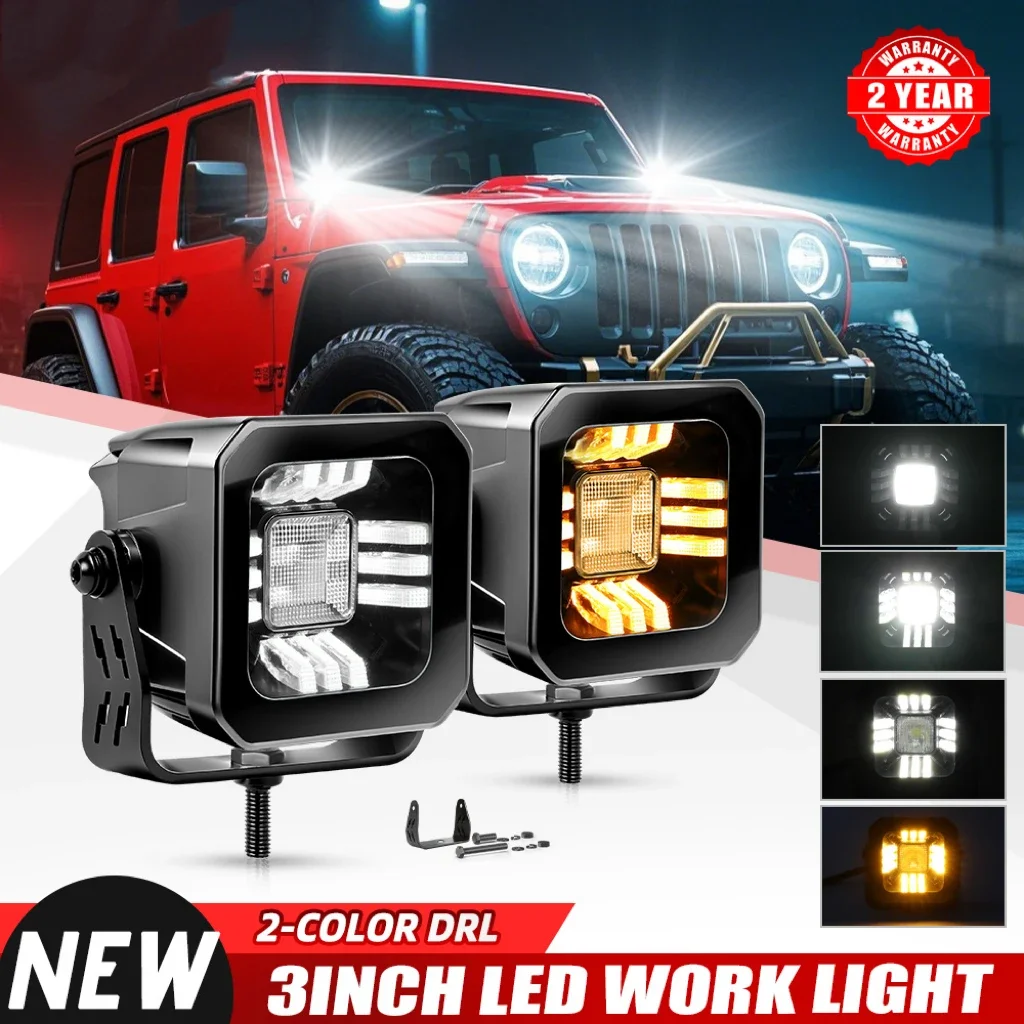 

HAOLIDE 3-дюймовые светодиодные рабочие фары 50000LM DRL Spot Flood Combo Beam для мотоцикла Offroad SUV 3500K 6000K 12V 24V IP68