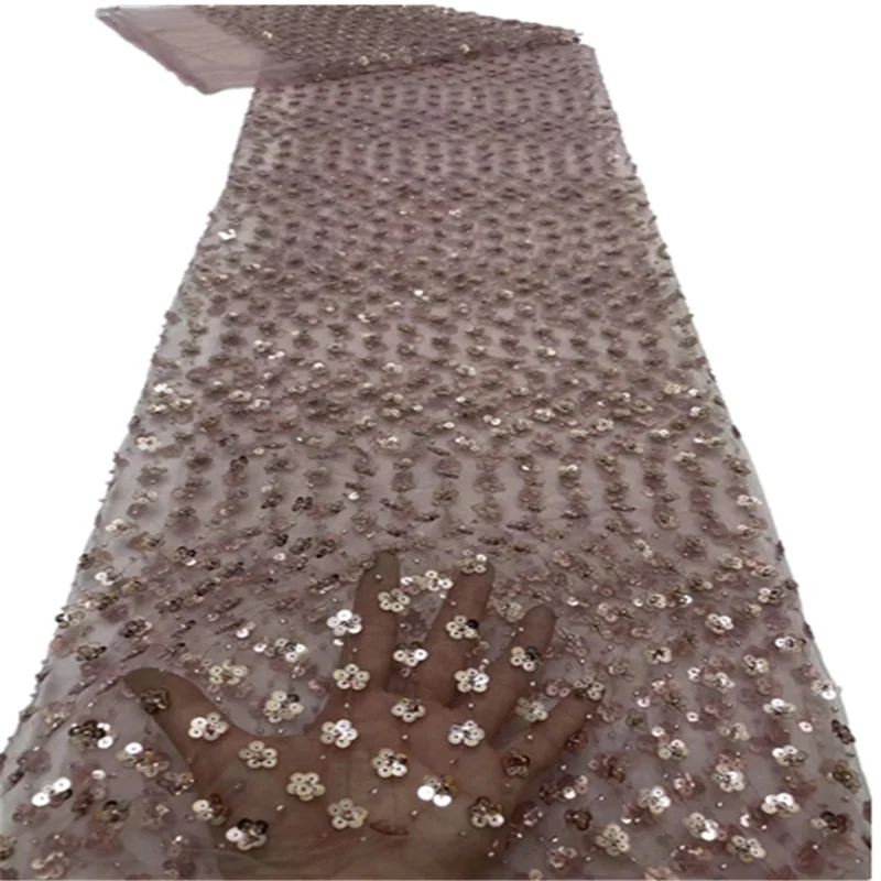 

Fashion African Tulle Lace Fabric 2022 High-end Nigerian French Mesh Lace Sequins With Embroidery For Wedding Party FDF49