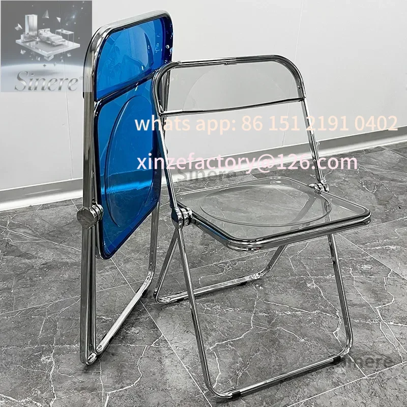 맞춤형 라이트 럭셔리 투명 접이식 의자 아크릴 패션 인터넷 인기 사진 촬영 메이크업 의자 심플 가정용