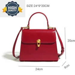 PU Women's Handbag Leather Solid Red Desigener Chic Luxury Texture Fashion Female Messenger Bag