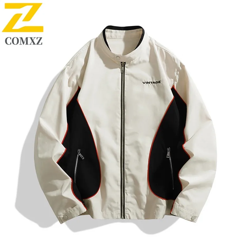 

Мужская бейсбольная ветровка в американском стиле с цветными блоками, свободная весенняя куртка, водонепроницаемая ветрозащитная уличная одежда, повседневная верхняя одежда