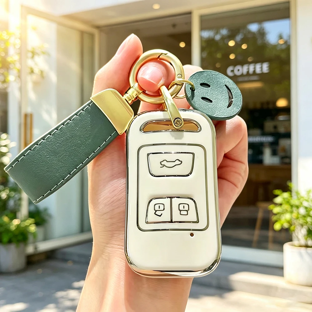 3 Buttons Soft TPU Car Key Case Cover for Chery Tiggo 4 3 Tiggo 8 7 Arrizo 5 2020 2021 2022 Key Chains Shell Fob Holder Keyless