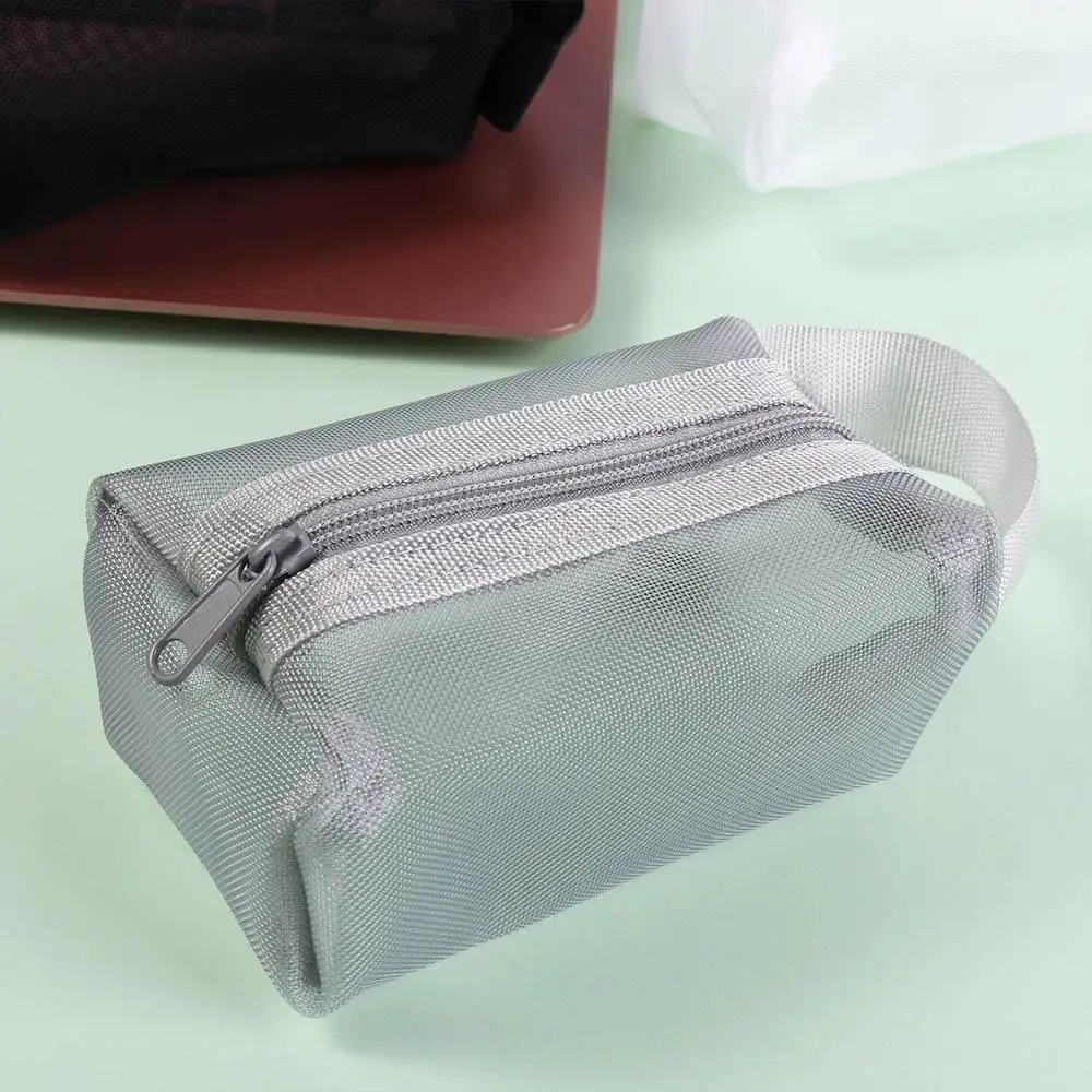 Transparent Mesh Storage Bag ID Credit Card Holder Zipper Pouch Small Coin Purse Small Wallet Organizer Transparent Cosmetic Bag