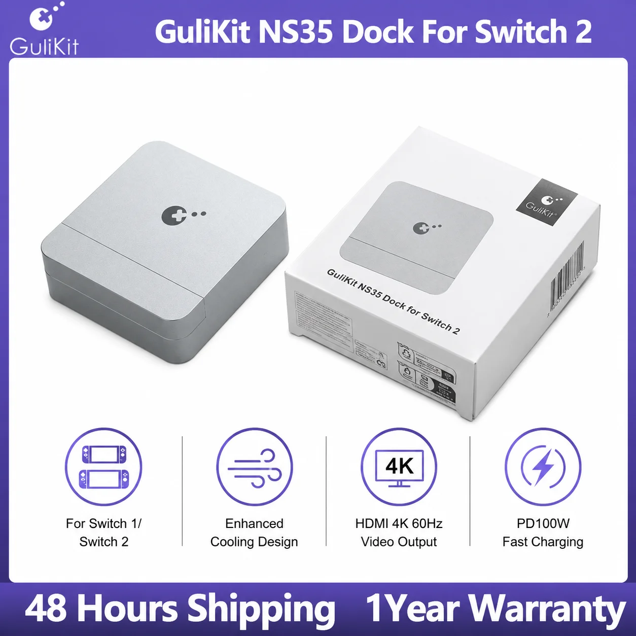 Gulikit Fast Charging Dock For Nintendo Switch,Charger Stands with HDMl 4K 60Hz Output For Switch 2 Game Accessories