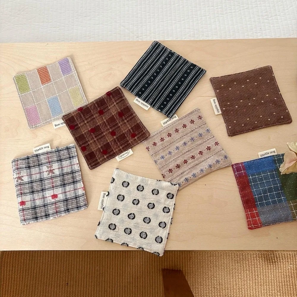 New Colored Water Cup Mat Cotton Quilted Insulating Table Mat Decorative Fabric Coaster Home Decor
