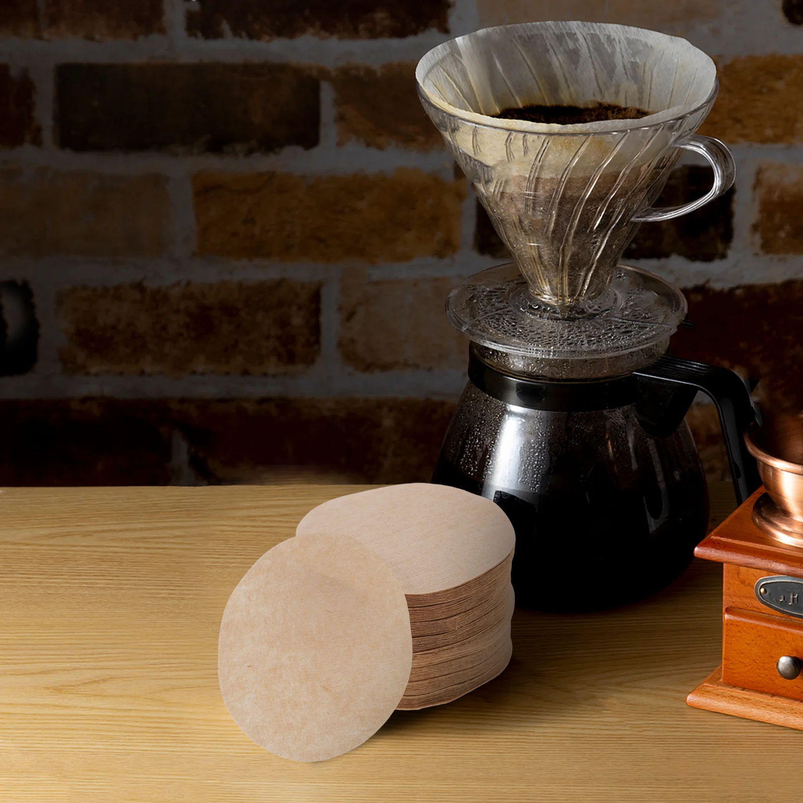 200 قطعة من ورق فلتر القهوة المستدير غير المبيض، نفاذية عالية، طعم نقي، متوافق مع ماكينات صنع القهوة المختلفة، فلتر إسبرسو