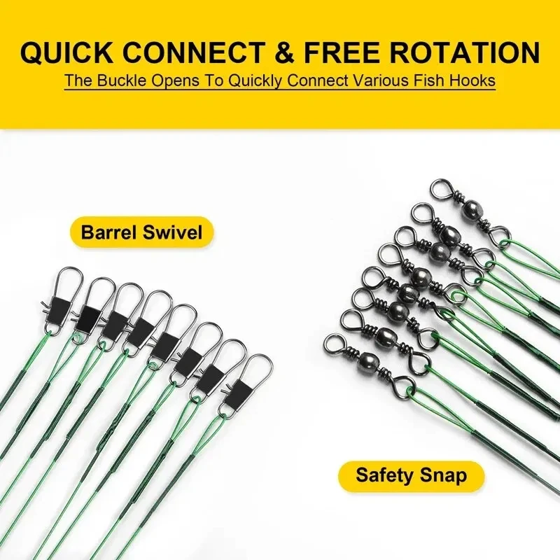 20 Stück Anti-Biss-Stahl-Angelschnur 15/20/25/30cm Stahldraht führer mit drehbarem Angel zubehör Bleikern leine Angel draht