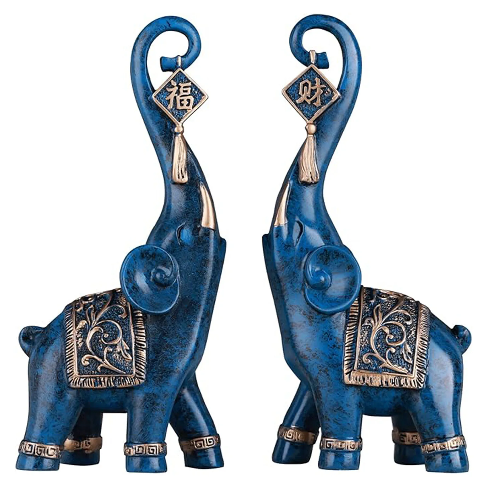 Elephant Statue Blue Elephant Home Decoration Good Luck Elephant Statue Decoration Home Elephant Gift Living Room Entrance Shelf