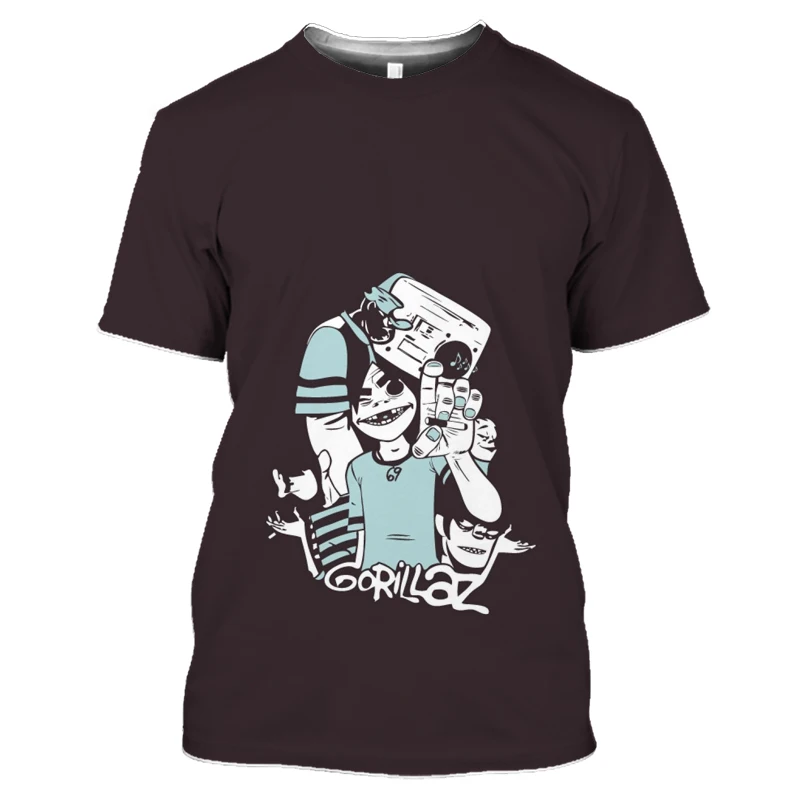 Rock Band Gorillaz Series Print Summer Men's O-Neck T-shirt Casual Short Sleeve Oversized T Shirts Fashion Trend Men Clothing