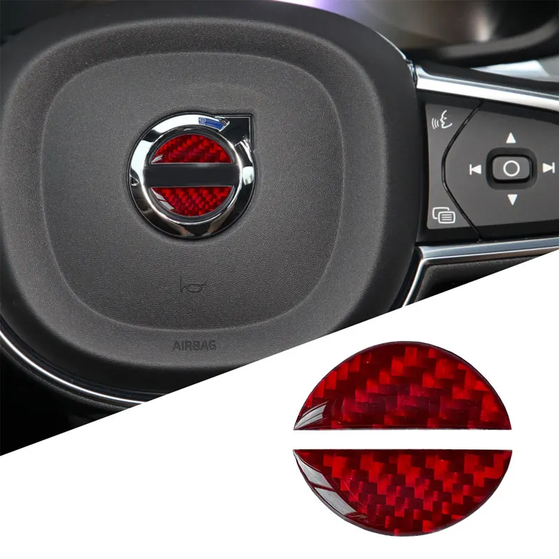 Car Styling Carbon Fiber Decor Car Steering Wheel Emblem Badge Sticker For Volvo XC40 XC60 XC90 V40 V60 S60 S90 Car Accessories