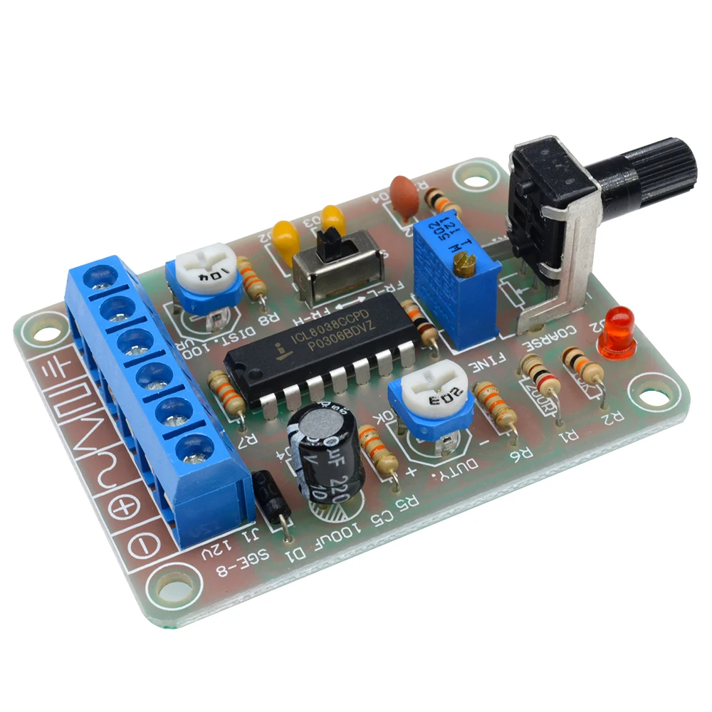 50-5khz icl8038 chip asic monolítico função módulo gerador de sinal entrada 12v dc kit diy triângulo quadrado senoidal