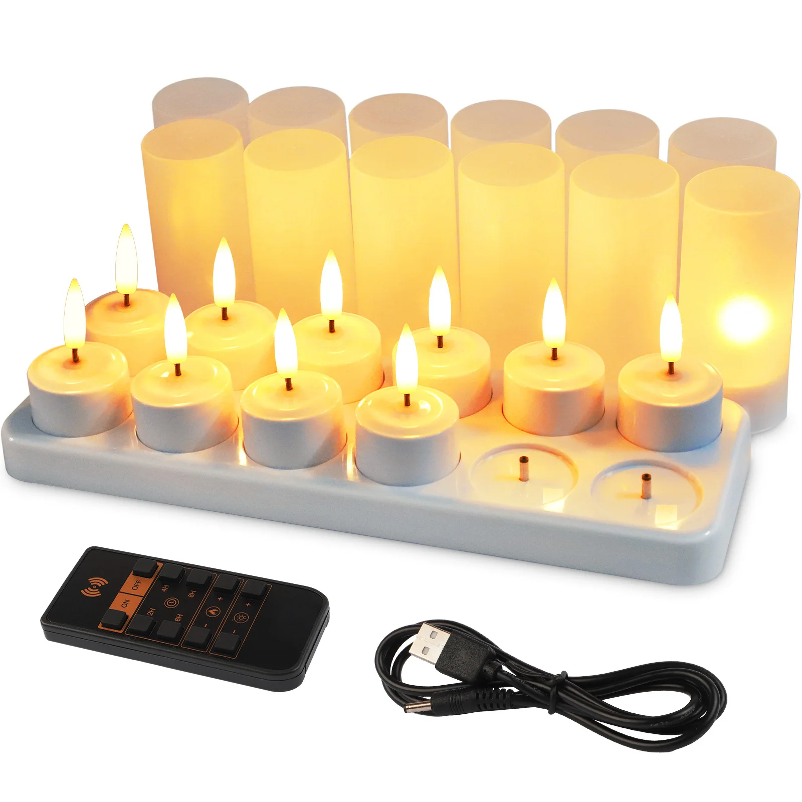 

Новая трансграничная перезаряжаемая светодиодная свеча, реалистичная 3D-чайная лампа с пламенем, таймер с дистанционным управлением для декоративного освещения