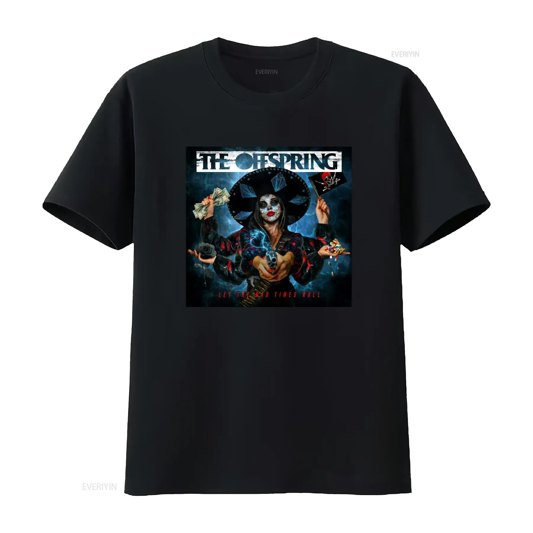 The Offspring Band Let Bad Times Roll Cotton T Shirt S 5XL Black vintage Washed Stretched Casual Slightly designer clothes