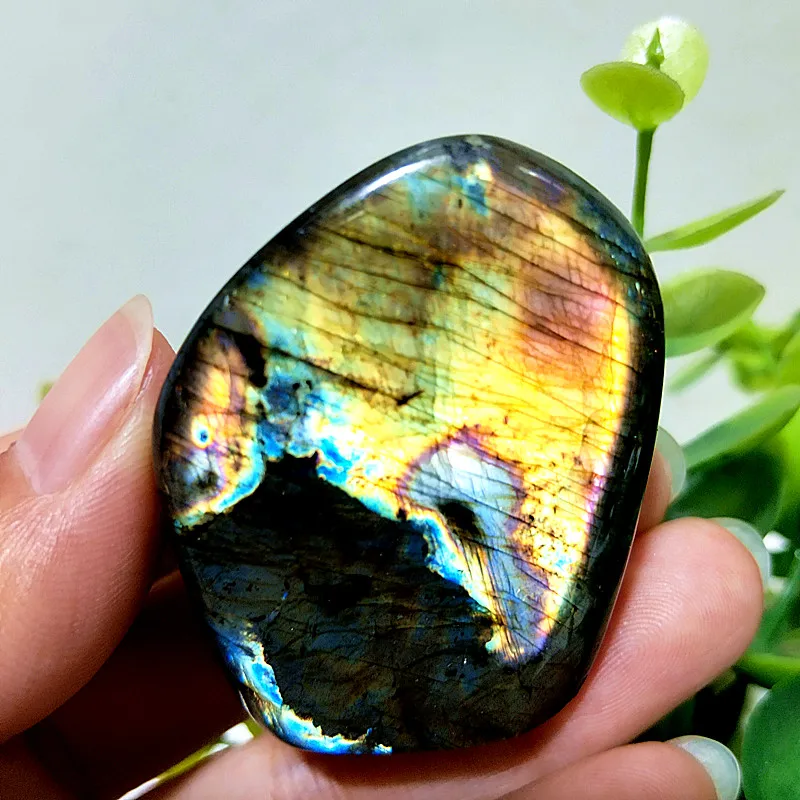 Natural Stones Colour Labradorite Light Palm Feng Shui Crystal Room Decor Meditation Healing Spiritual Reiki Energy Healing view 3
