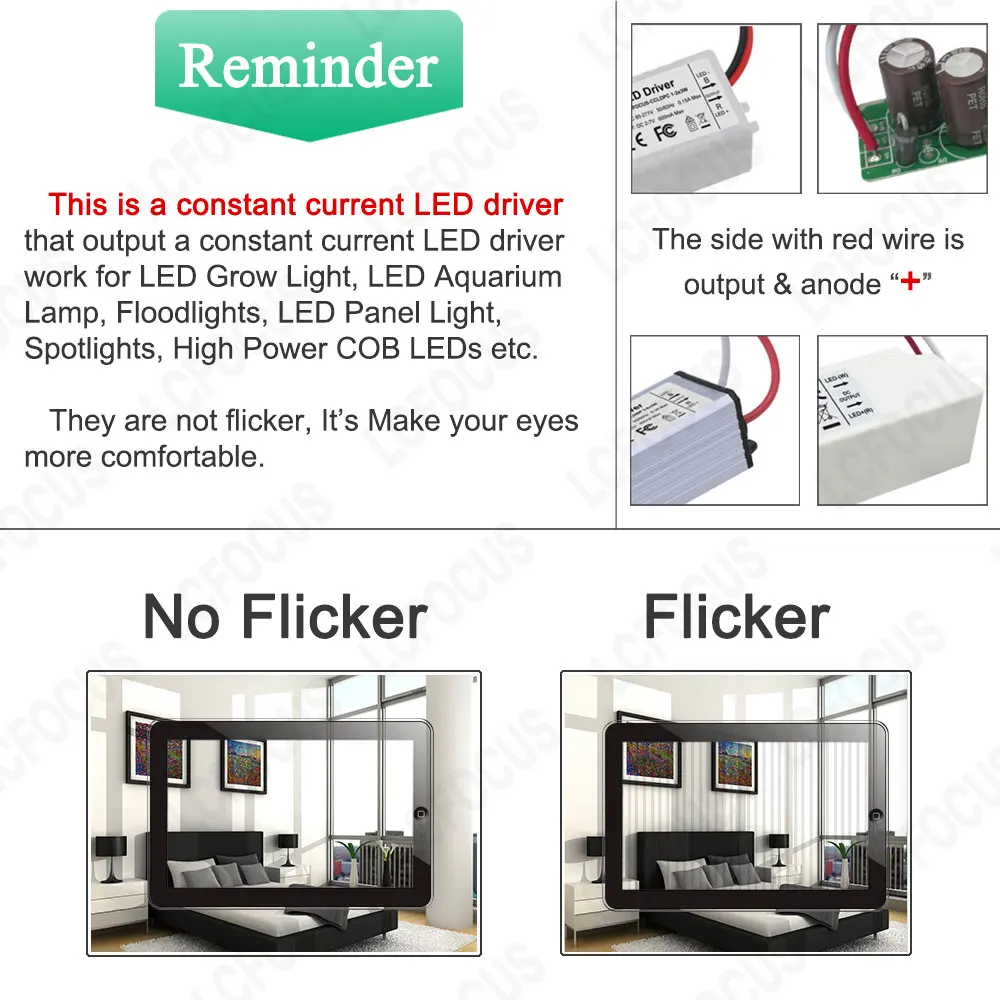 Constant Current LED Driver 120mA 150mA 250mA 300mA 450mA 600mA Plastic Case Power Supply Adapter 1W 3W 5W Lighting Transformers