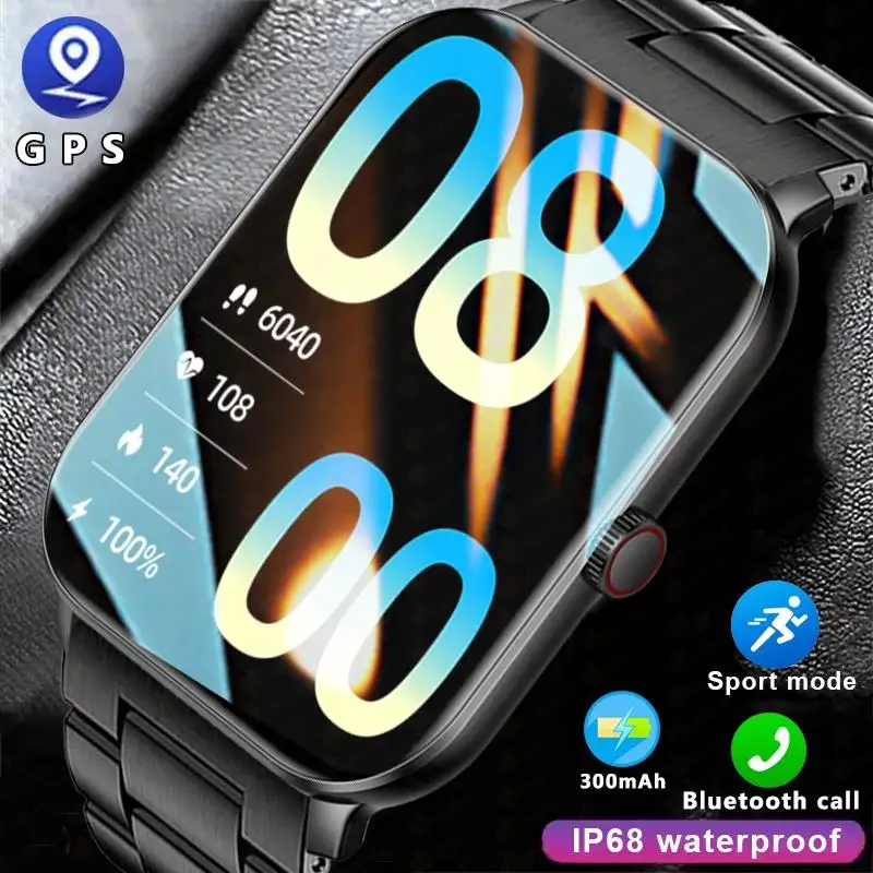لهواوي Xiaomi Smartwatch 1.85 بوصة HD AMOLED HD بلوتوث دعوة مقاوم للماء ساعة GPS الرياضة ساعة ذكية 2025 جديد أندرويد IOS