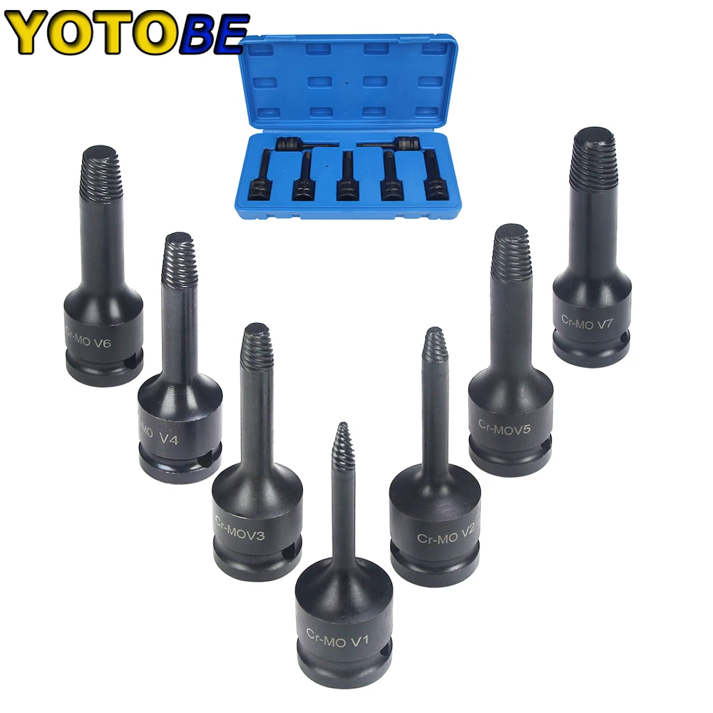 7Pcs Screw Extractor Kit Steel Damaged Screw Remover Set Easy Out Drill Bit Screws Bolt Stud Multi-Spline Screw Extractor