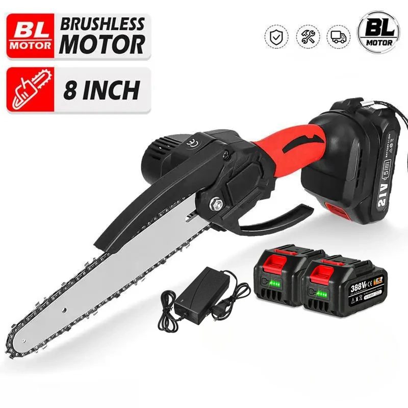 

21V 8 Inch Brushless Electric Chain Saw Handheld Garden Woodworking Logging Chainsaw Power tools For Makita 18V Battery