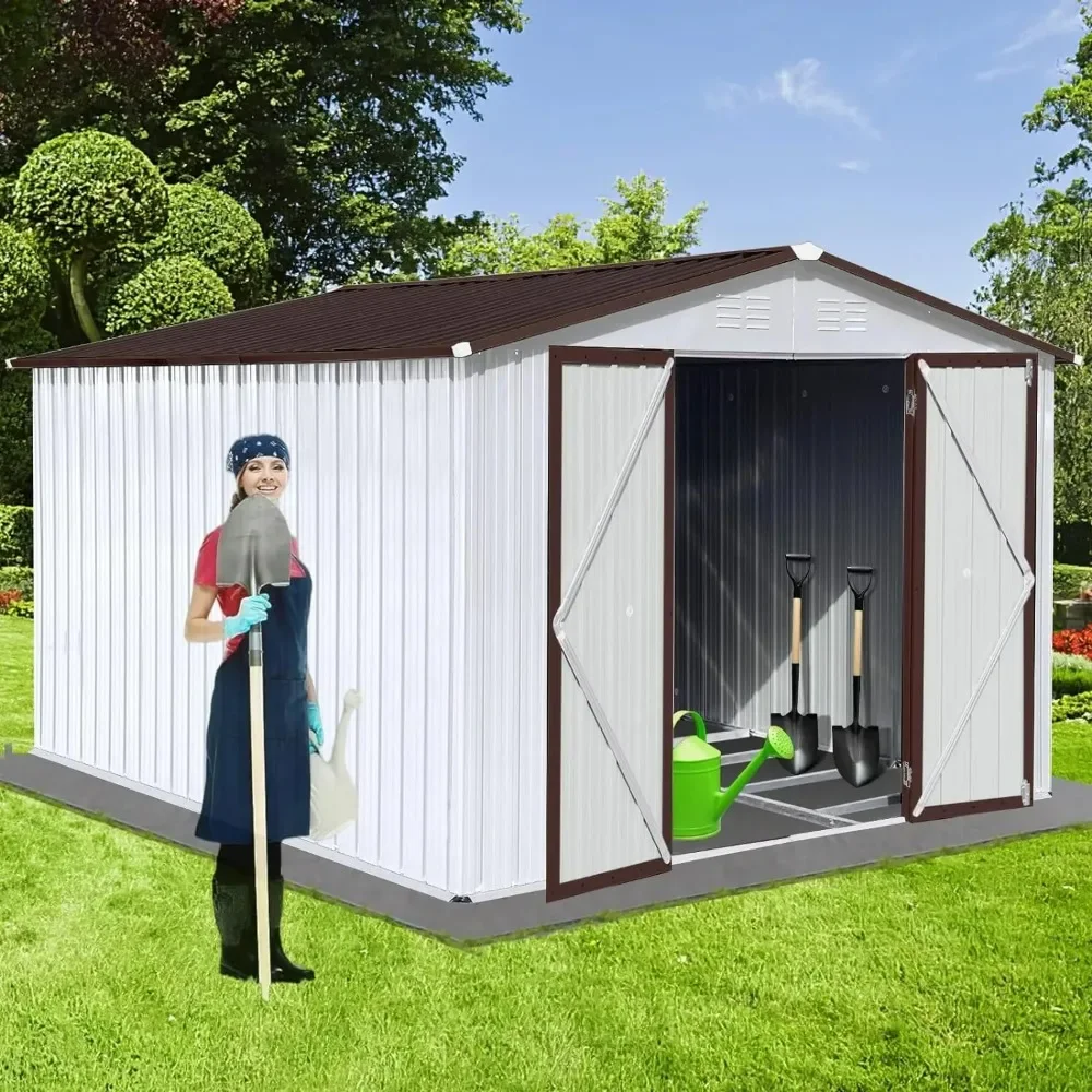 

Outdoor Storage Shed, Steel Utility Tool Shed Storage House with Door & Lock, Metal Sheds Outdoor Storage for Backyard Garden