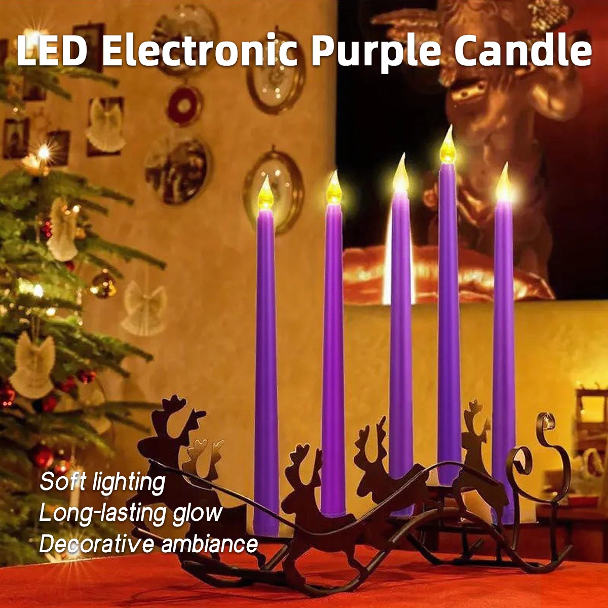 Paquete de 6 velas LED con mecha 3D, velas cónicas sin llama, velas artificiales parpadeantes, decoración de boda para el hogar y la cena con velas