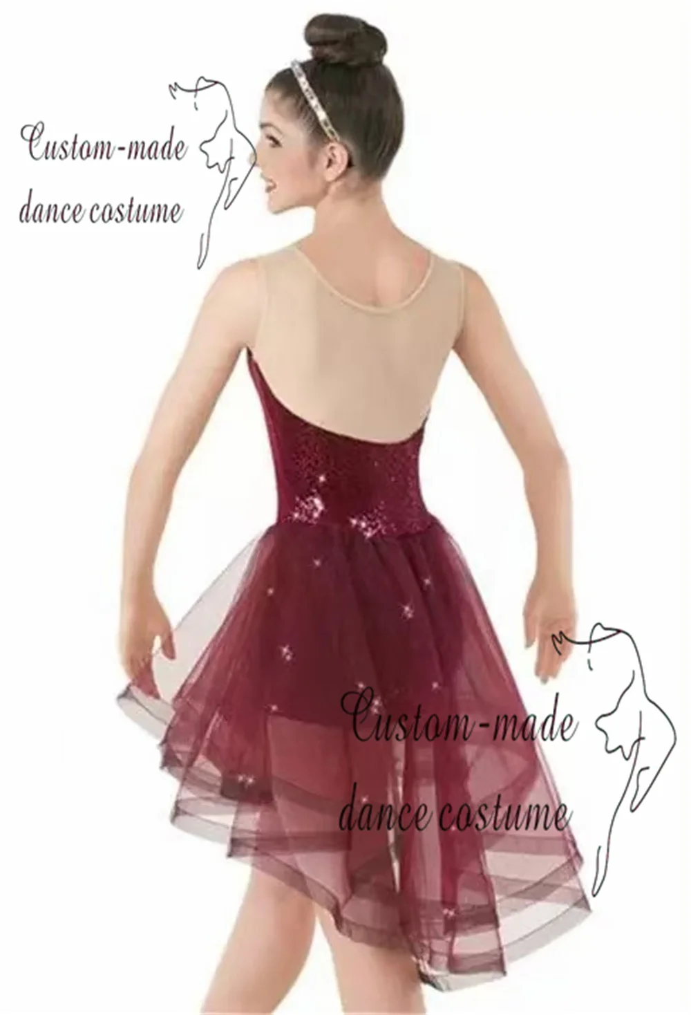 豪華なヘビーレースフラワーチュチュドレスシャンパンダンスコスチューム女の子用