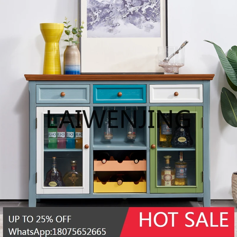 RWJ Dining Edge Solid Wood Multi-Functional Storage Rack Storage Wine Cupboard