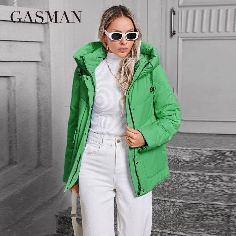 GASMAN 2024 Winter Down Jacket Collection Fashion Solid Stand-up collar Women Coats Elegance Hooded Women\'s jackets 83278