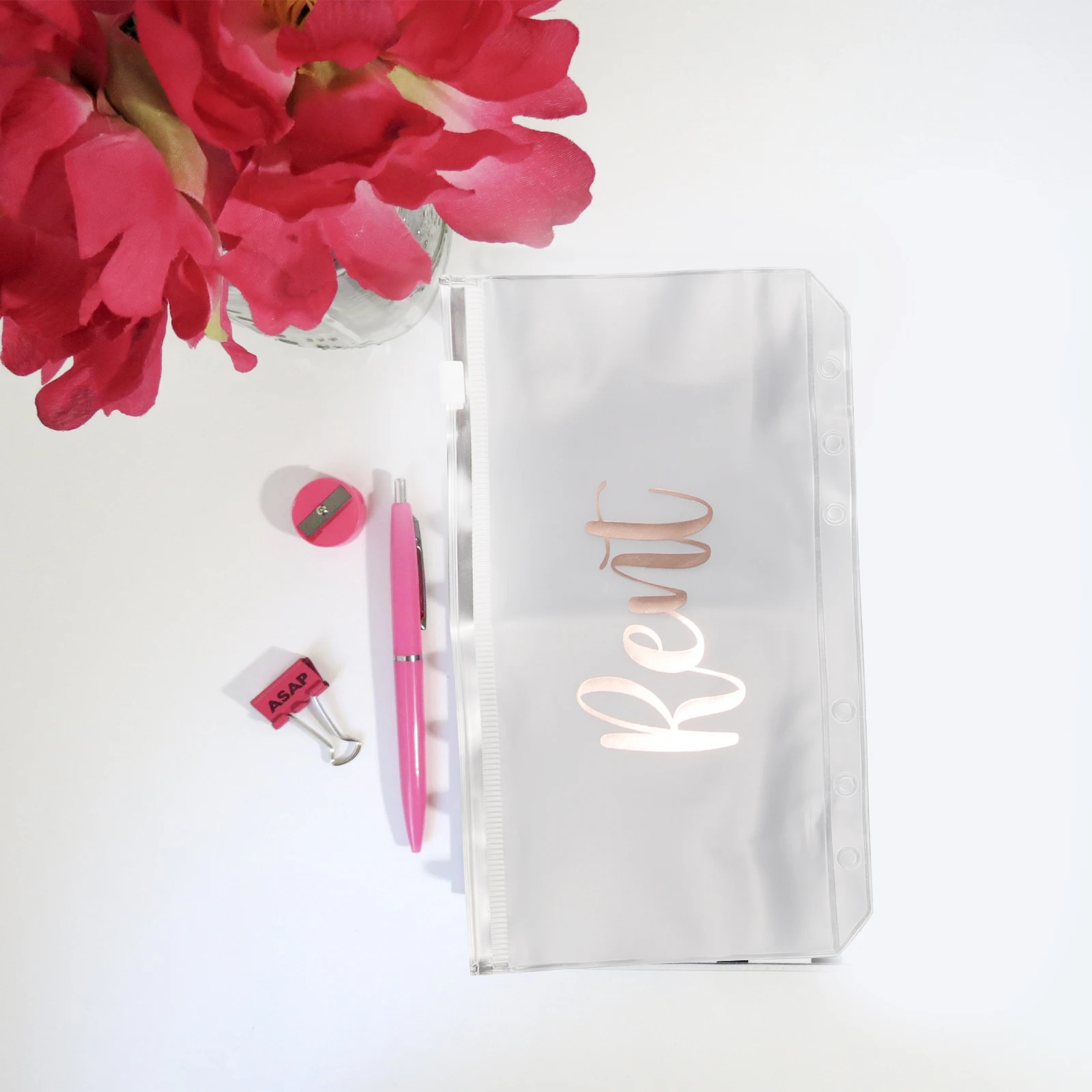 

10 Pcs A6 Cash Budget Bag Binder Pen Detachable 6 hole Hot Stamping Zipper Pocket Folders Loose Leaf Bags Office Supplies