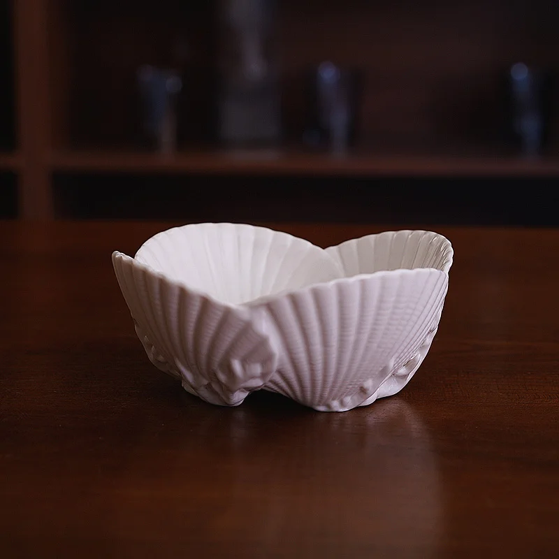 

European embossed sea shell coral shaped ceramic bowl Creative food bowl Salad bowl Fruit bowl Breakfast bowl