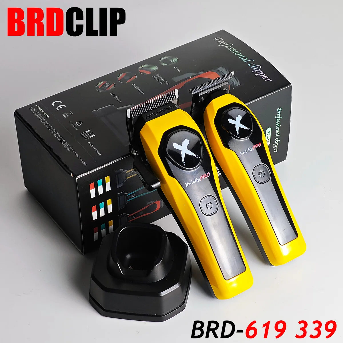 

Мужская машинка для стрижки волос BRDCLIP, электрическая машинка для стрижки волос, триммер для волос 7500 об/мин, лезвие DLC BRD 619 339, зарядка с базой для парикмахерской