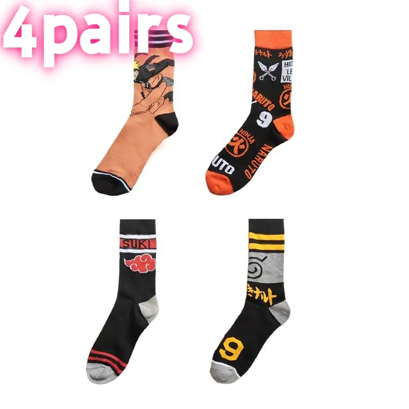 4pairsbandai الهيب هوب الشارع نمط أنيمي الجوارب الرجال النساء الجدة مضحك عادية طاقم الجوارب CuteYoga الجوارب الدراجات الجوارب