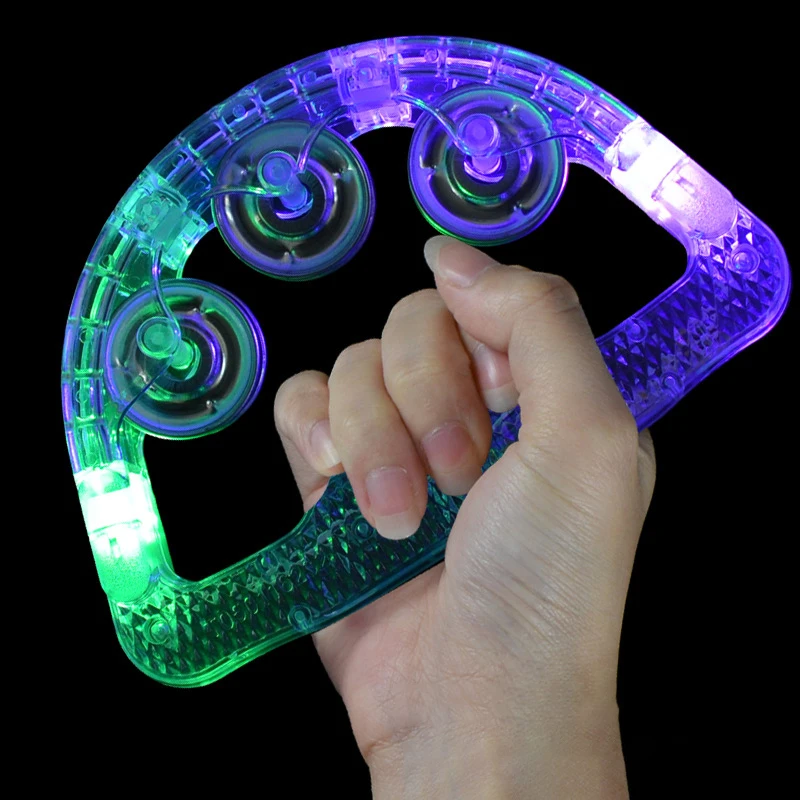 【BS】ของเล่นดนตรีแทมบูรีนเรืองแสง LED สว่างสดใส กระพริบแสง สร้างบรรยากาศปาร์ตี้ ของเล่นเด็ก สีสุ่ม